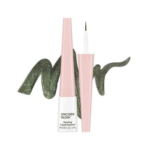 UNICORN GLOW Dazzling Liquid Eyeliner [02 Forest] Olive Green Ultra-Slim Quick-Drying Liquid Eyeliner - Long-Lasting Formula, Vivid Colors - Cruelty-Free, Made in Korea 0.14 fl. oz. / 4 mL