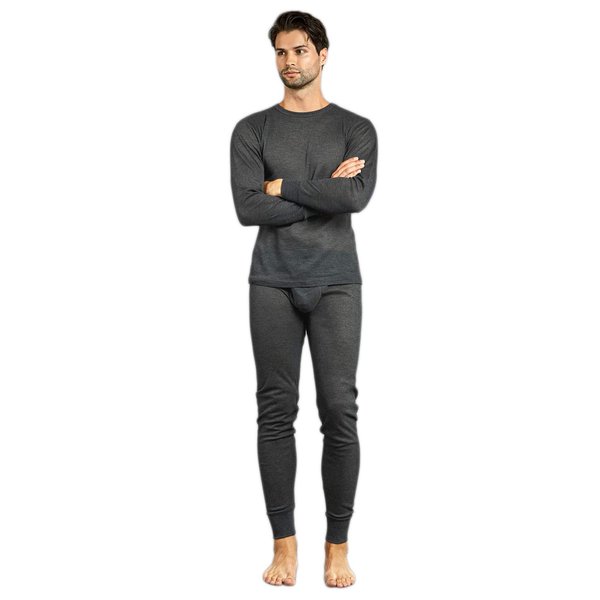 Knocker Men's 2pc Long Thermal Underwear Set Charcoal