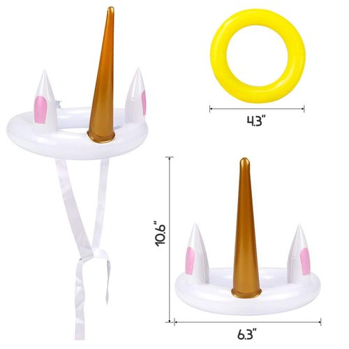 Joliyoou Unicorn Party Games, Inflatable Ring Toss Game Set Include 2 Pieces Unicorn and 12 Pieces Toss Rings, Party Game Favors 2 Pack