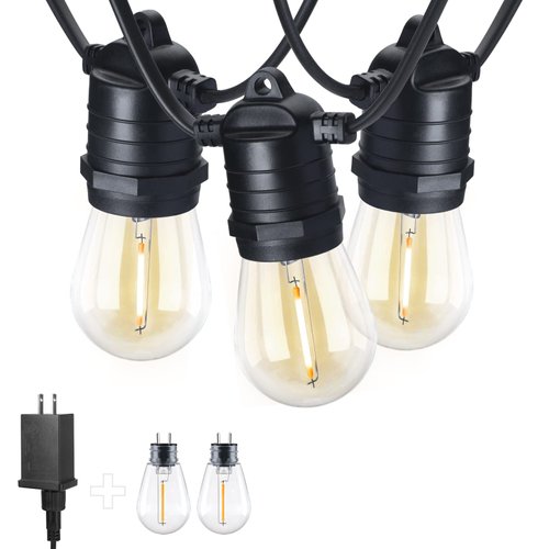 12V Low Voltage Outdoor String Lights, S14 LED String Lights 48FT Outdoor Hanging String Light Shatter-Proof, Outdoor LED String Lights Patio String Light, Décor for Patio, Backyard, Gazebo, Porch