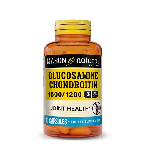 MASON NATURAL Glucosamine Chondroitin 1500/1200 3 Per Day with Vitamin C - Supports Joint Health, Improved Flexibility and Mobility*, 100 Capsules