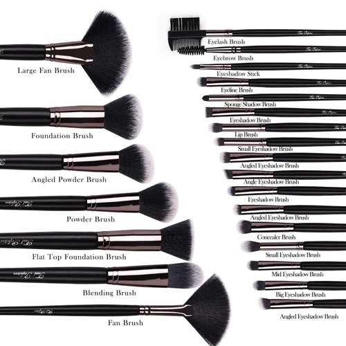 Real Perfection Makeup Brushes 24pcs Makeup Brush Set Premium Synthetic Powder Foundation Contour Blush Concealer Eye Shadow Blending Liner Make Up Brush Kit with Case