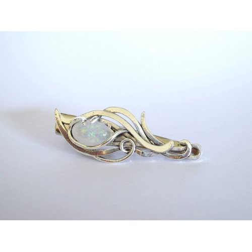 Generic Small white oval stone metal alligator hair clip fine thin hair