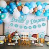 Sursurprise Donuts Baby Shower Decorations, Donuts & Diapers Banner Garland Teal for Boys and Girls Baby Sprinkle Decorations Party Supplies