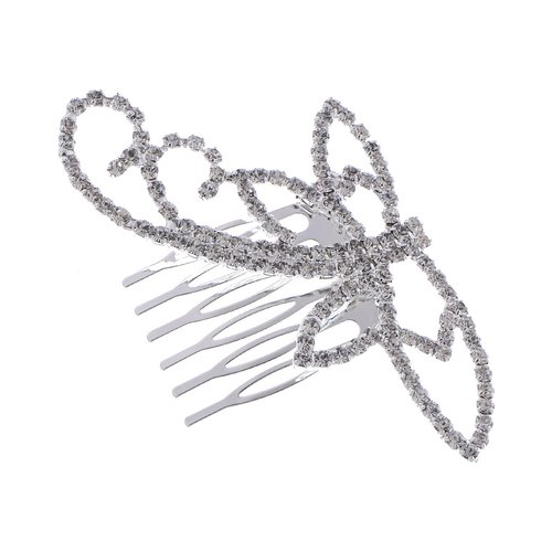Alilang Women's Silvery Tone Clear Shiny Crystal Rhinestones Dragonfly Hair Comb
