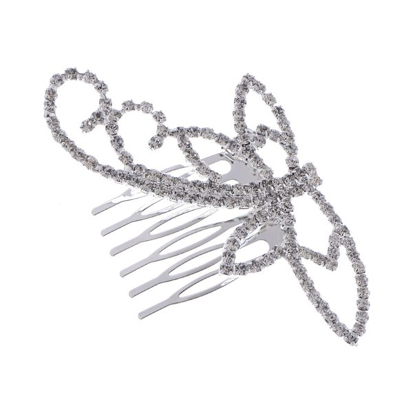 Alilang Women's Silvery Tone Clear Shiny Crystal Rhinestones Dragonfly Hair Comb