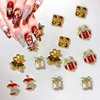 15Pcs Christmas Nail Charms for Nails Art Bling Xmas Trees Nail Rhinestones Luxury Metal Gift Bell Apple Nail Art Charms Design 3D Alloy Nail Jewelry Silver Green Red Nail Gems for Women Winter DIY