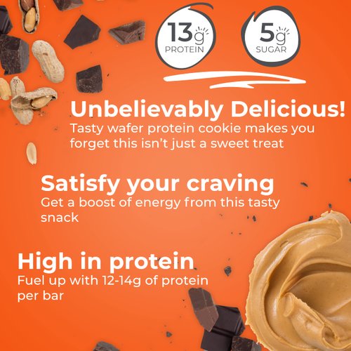 Power Crunch Protein Wafer Bars, High Protein Snacks with Delicious Taste, Peanut Butter Fudge, 1.4 Ounce (12 Count)
