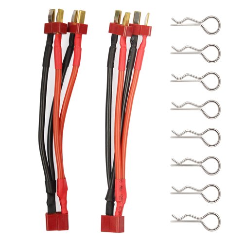 Hosim T Plug Parallel Battery Connector Cable 1 Male to 2 Female Y-Harness Cable for RC XT90 Lipo Battery Pack with 1pcs