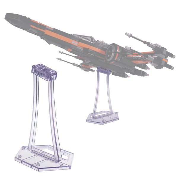 BrickVisions Display Stand for LEGO 9493 75273 75301 75102 75218 X-wing Starfighter, 75347 TIE Bomber, 75316 Mandalorian Starfighter Kit, Angle Display, Plastic Transparent Display Stand only.