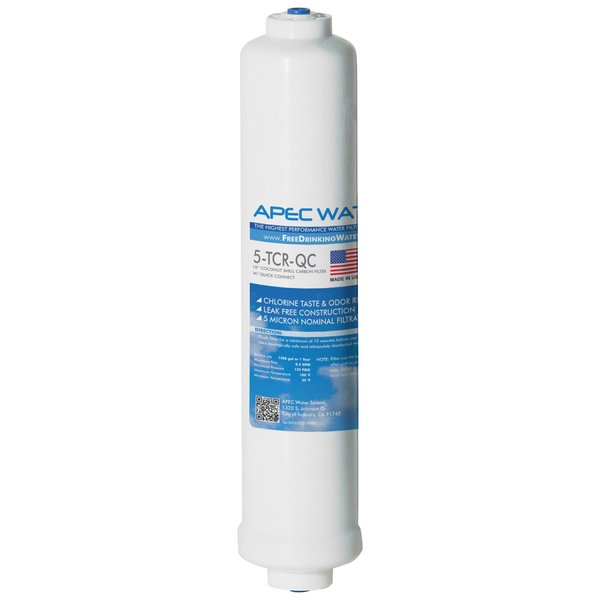 APEC Water Systems 5-TCR-QC US MADE 10" Inline Carbon Filter with ¼” Quick Connect For Reverse Osmosis Water Filter System (For Standard System)