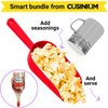 CUSINIUM Red Popcorn Plastic Scoop with Popcorn Salt Shaker (Handle, Plastic Cap) - Popcorn Concession Supplies Bundle