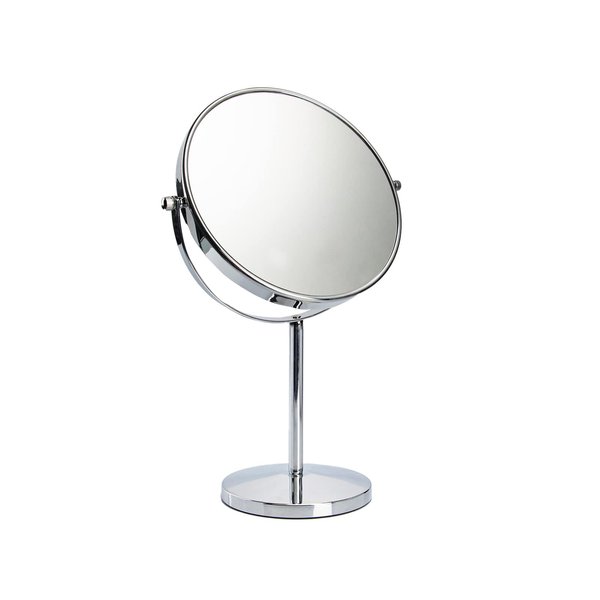Tabletop Makeup Mirror with Magnification 8" Double-Sided Vanity Mirror 1X/10X Magnifying Mirror with Stand,Classic Round Desktop Make Up Mirror for Bathroom Bedroom,15" Height,Bright Silver,No Light