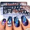 Christmas Nail Stamping Plates, 5Pcs Christmas Nail Stamper Kit Snowflakes Xmas Tree Bell Snowman Elk Nail Art Stencils Plates Winter Nail Stamp Kit Manicure Template Design Tool
