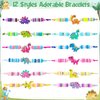 KELENO 12 Pcs Kids Bracelet for Girls Toddler Jewelry Dinosaur Party Favors Supplies Friendship Bracelets Adjustable Pretend Play Boy Princess Dino Goodie Bag Classroom Reward