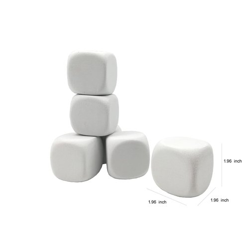 Qidiwin White EVA Foam Dices for Kids Graffiti-Building Blocks,Creative Painting, Party Supplies, 1.96 inchs,18PCS