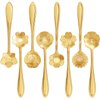 Maitys 16 Pieces Stainless Steel Flower Coffee Spoon Dessert Spoon Sugar Spoon Ice Cream Spoon Stirring Spoon Tea Spoon Milkshake Spoon Set for Tableware Kitchen, Cafe or Bar (Gold)