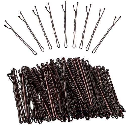 FVOLREM Bobby Pins Brown, 260 Pcs 2 Inch Invisible Wave Hair Clips, Non Slip Hair Pins Designed for Women and Girls, for All Hair Types and Styles
