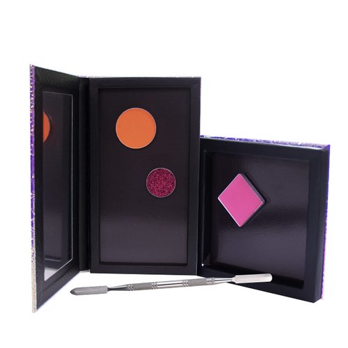 Leopard Empty Makeup Magnetic Palette with Spatula and Metal Stickers 2pcs Palettes Set 18 Colors and 9 Colors Empty Magnetic Makeup Palette (Fish Scales)