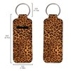 ENLACHIC 3 Pcs Cute Print Chapstick Holder Keychain Lip Balm Holder Sleeve Pouch Clip-on Lipstick Holder Keychains for Women Girls,Leopard Print
