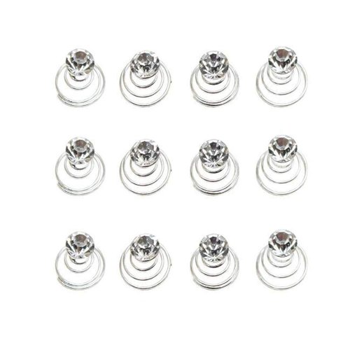 ericotry 12Pcs Spiral Hair Pins Rhinestone Coil Hair Clips Hair Twists Accessories for Wedding Br...