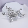 Teyglen Women Dainty Simple Full Rhinestones Bride Wedding Hair Comb Silver Teardrop Rhinestones Bridal Side Hair Combs Luxurious Hair Accessories for Women Bride Girls