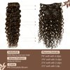 Hetto 14'' Clip in Extensions Wavy Human Hair Natural Curly Clip in Hair Extensions 7Pcs 105g +20g #4 Dark Brown Hair Extensions Clip in Human Hair Extensions Curly Hair