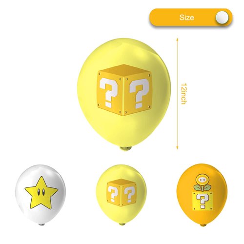 24Pcs Mario Party Latex Balloons, Super Bros Birthday Party Balloons, Super Bros Game Party Balloon Decoration