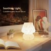 ONEWISH Mushroom Lamp Small Bedside Table Lamp-Nightstand Nightlight Dimmable Stepless, Translucent Glass White Desk Lamp for Bedroom Dorm Living Kitchen, Murano Style Aesthetic Cute Home Decor Gift