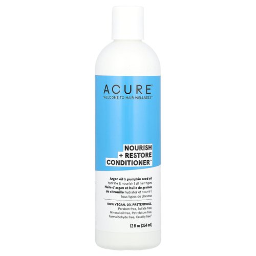 Acure Nourish + Restore Conditioner | Featuring Argan Oil & Pumpkin Seed Oil Rich in Omega Fatty Acids & Antioxidant Goodness to Help Restore Shine & Vitality, 12 Fl Oz