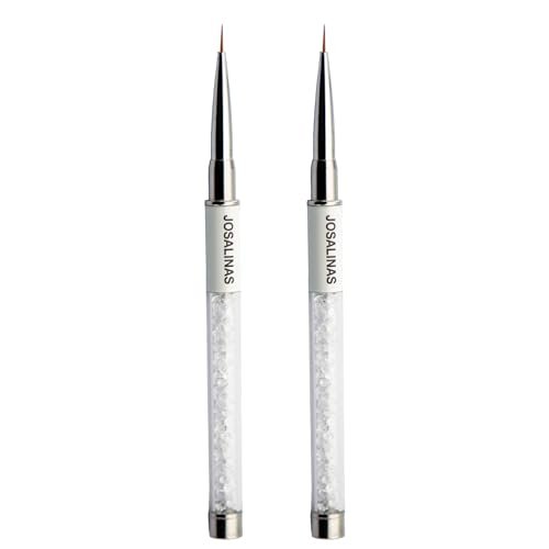 JOSALINAS Nail Art Brushes 2PCS, Gel Polish Nail Art Design Pen Painting Tools with Nail Extension Gel Brush Builder Nail Gel Brush Nail Art Liner Brush Salon at Home DIY Manicure (Liner#7)