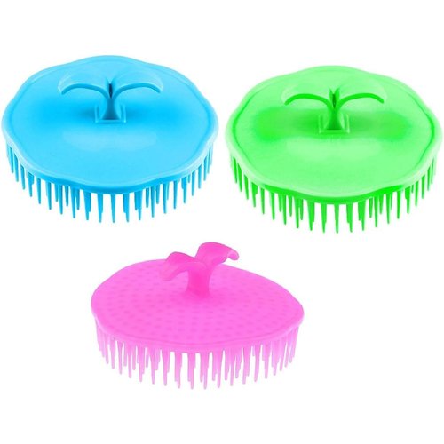 Generic S,S Store Scalp Massager Shampoo Brush, Hair Brush, Hair Massager, Soft Silicone Hair Scalp Scrubber Head Massager for Stress Relax Hair Growth, Shower Hair Brush (Pack of 3), Random