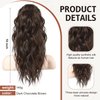 FLUFYMOOZ Ponytail Extension, 18 Inch Claw Clip Ponytail Extension, Wavy Curly Claw Clip in Ponytail Hair Extensions, Natural Fake Ponytail Synthetic Hairpiece for Women (Dark Chocolate Brown)