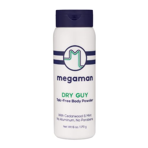 Megaman Sweat Absorbing Body Powder - Dry Guy | Prevents Chafing & Odor | Groin, Body, feet & More | Talc-Free, All Natural | 6 oz