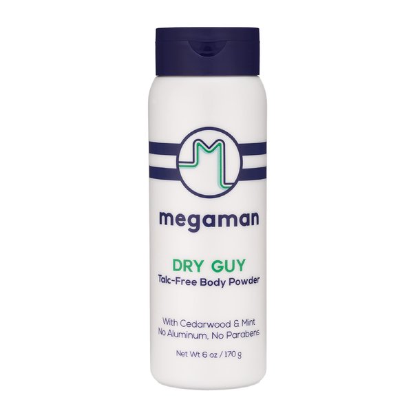 Megaman Sweat Absorbing Body Powder - Dry Guy | Prevents Chafing & Odor | Groin, Body, feet & More | Talc-Free, All Natural | 6 oz