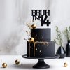 Black Glitter Bruh I'm 14 Cake Topper, Happy 14th Birthday/Bro I'm 14/It's My 14th Birthday, Funny 14th Birthday Party Decorations Supplies