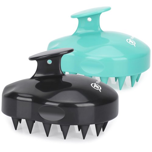 FREATECH 2-Pack Scalp Massager Shampoo Brush, Shower Hair Scrubber Scalp Exfoliator with Flexible Silicone Bristles for Dandruff, Relax Head and Hair Growth, Wet and Dry for Men, Women and Kids