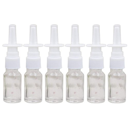 SYBL 6Pcs 10ml/0.34oz Glass Nasal Bottles - Portable Empty Refillable Fine Mist Atomizers Cosmetic Makeup Perfume Storage Container Vials(Clear)