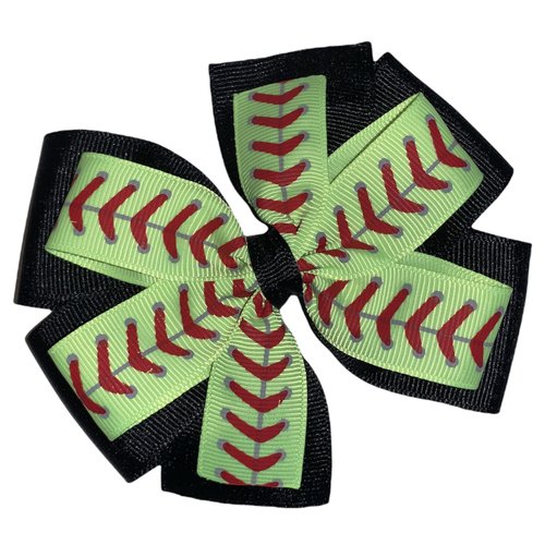 Softball Pinwheel Hair Bow 4&quot;