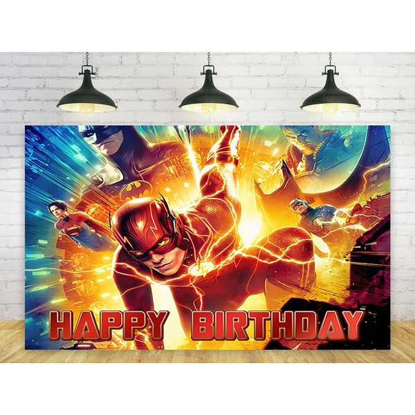The Flash Backdrop for Birthday Party Decorations Hero Background for Baby Shower Party Cake Table Decorations Supplies Superhero The Flash Theme Banner 5x3ft