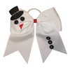 NEW "SNOWMAN BLING" Cheer Bow Pony Tail 7 Inch Girls Christmas Cheerleading Dance Practice Football Games Uniform Holiday Grosgrain Ribbon