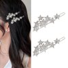 2Pcs Crystal Star Hair Clips for Women Silver Hair Barrettes for Girls Fashion Stars Hair Pins for Women Christmas Hair Accessories for Girls Glitter Hair Pieces for Women Silver Diamond Hair Barrette