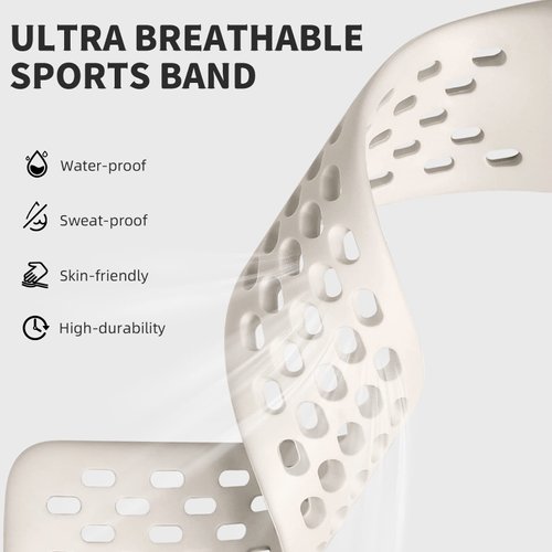 Replacement Bands Compatible with Fitbit Charge 5/ Charge 6 for Women Men, Soft Breathable Waterproof Sport Adjustable Wristbands for Fitbit Charge 5/ Charge 6 Advanced Fitness Tracker, Lunar White