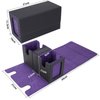 AFIING MTG Commander Card Storage Box - Fits 200 Double Sleeved Cards,3-in-1Card Deck Case,Strong Magnet Card Organizer For Magic Commander TCG CCG,4Dividers &2 Toploaders, Black/Purple