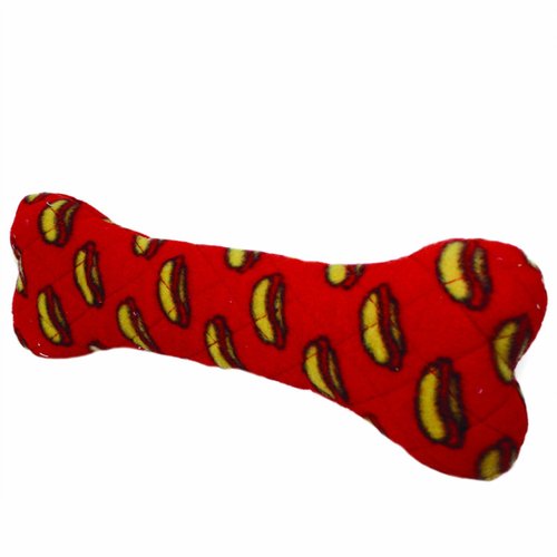 MIGHTY- No Stuff Bone-Red– Squeaky Plastic Core. 2-in-1 Toy. Made Durable & Floats, Strong & Tough. Interactive Play Dog Toy (Tug, Toss & Fetch)