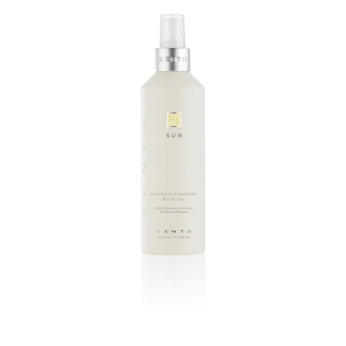 Zents Luminous Cashmere Body Oil (Sun Fragrance), Soften and Moisturize Skin with Vitamin E and Organic Coconut Oil, 8 fl oz