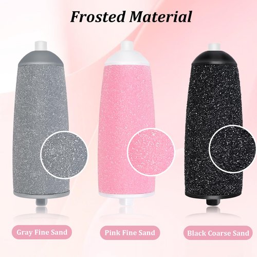 FWUNYVN 13Pcs Replacement Roller Heads for Flawless Pedi, Compatible with Finishing Touches Flawless Pedi Electric Foot File,Home Pedicure Kit, 6 Black Coarse＆3 Gray Fine＆3 Pink Fine,a Cleaning Brush