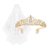YARIEW Gold Crown + Bride Veil Set, Rhinestone Wedding Bridal Tiara, Bridal Shower Decorations, Bachelorette Party Decorations Gift for Women and Girls
