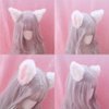 Cat Ears Hair Clips Fox Ears Barrettes Women Furry Fur Cat Headpiece Holiday Hair Pins Sweet Halloween Party Decoration Headband Anime Cosplay Costume Kitty Kitten Hair Accessories Pink - White