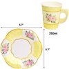 ceiba tree Floral Paper Disposable Tea Cups with Handle and Saucers Tea Party Decorations Favors 24 Sets for Girls Women Flower Birthday Baby Shower Wedding Party Supplies